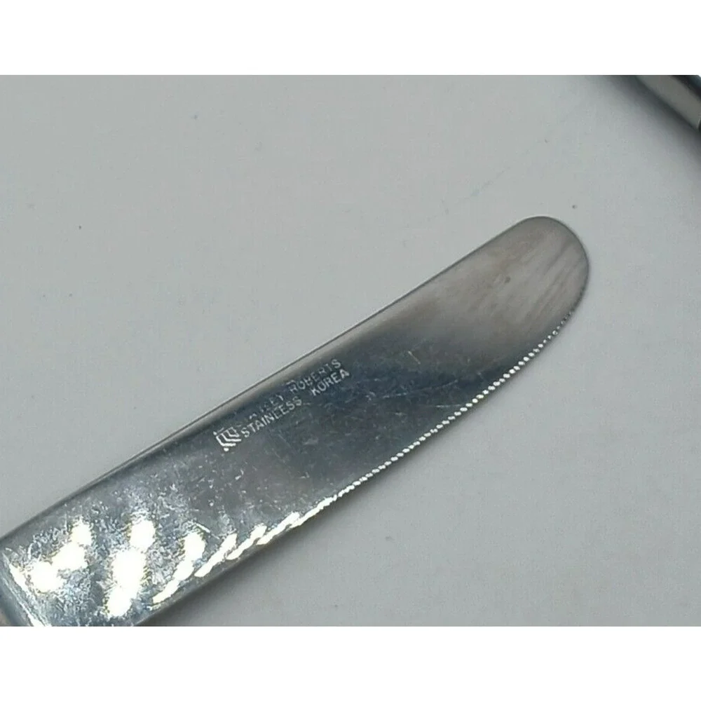 Set of 2 Stanley Roberts Spectrum Dinner Knife Knives Red Plastic Handle Korea